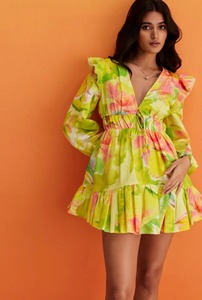 Vestido Mini de Algodón Hecho a Mano en India, Dulce y Natural, para Mujer, Fiesta, Boda, Verano, Ecológico, Transpirable, Lavable, Estilo Vintage Floral - Product Image 4