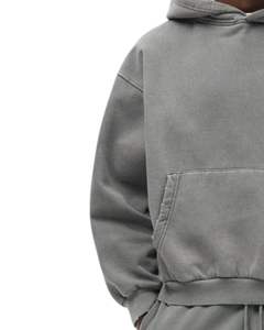 Ensemble survêtement personnalisé pour homme en molleton de coton gris anthracite, sweat à capuche oversize et pantalon de jogging décontracté, streetwear d'hiver - Product Image 3