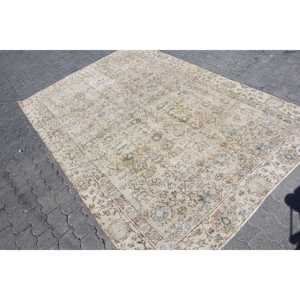 Tapis turc vintage, tapis de 5,4 x 8,2 pieds, tapis en laine persan bleu et blanc - Product Image 2