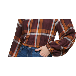 Top da Donna DKNY a Maniche Lunghe con Stampa Scozzese e Logo Ricamato, Taglie XS e XL, per Ufficio - Popeline di Raso e Lino Autunnale - Product Image 3