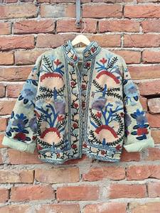 Suzani Embroidery <b>Women</b> Jacket, Floral Jacket ,Kantha Vintage Handmade Jackets Coat, Designer <b>Kimono</b> Jackets for Girls - Product Image 3