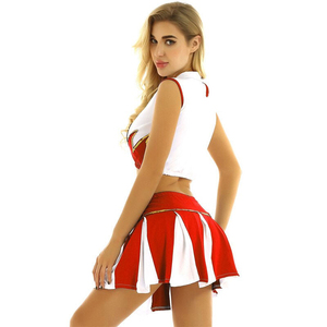 Tenues de cheerleading, haut sans manches en spandex blanc, shorts, 100% costumes de cheerleading pour filles, logo personnalisé imprimé, jeunes - Product Image 3