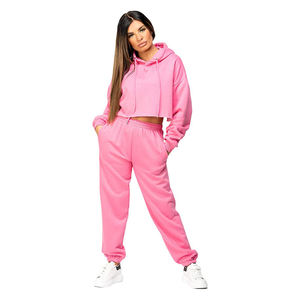 Offre Spéciale Dames Crop Hoodies Rose Couleur Coton Polaire À Manches Longues Crop Top pour Femmes Casual Streetwear Élégant À Capuche Conception - Product Image 4