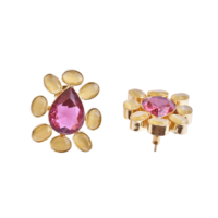 Anting-anting gantung geometris klasik kuningan alami imut dengan kristal, lapisan emas 18K, desain unik, hadiah