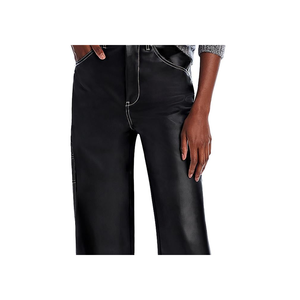 Pantaloni da donna Blanknyc a vita alta, in ecopelle, a gamba larga, casual, con elastico in vita e decorazioni a bottoni, in tessuto PU traspirante - Product Image 2