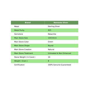 Bague en argent sterling 925 faite à la main avec malachite, style bohème, pierre de naissance, cocktail, promesse, bijou plaqué rhodium - Product Image 2