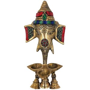 Ganesh Deepak de Latón de Alta Calidad para Colgar en la Pared con Campanas, Escultura Icónica India Hecha a Mano a Precio de Mayoreo - Product Image 1