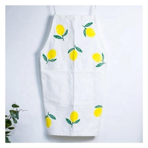 100% Cotton Linen Bib <b>Apron</b> Cute Flower Lotus Pattern Home Decorative <b>Kitchen</b> Restaurant Cooking Delantal Custom Logo Design - Product Image 5