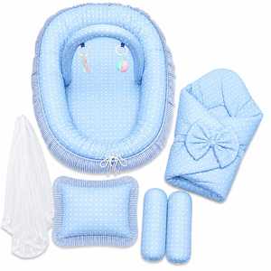 Portable Quality Baby Lounger Nest Soft Cotton 300tc Polka Dot Newborn Bed Set Infant Sleeping Cushion <b>Pillow</b> Bolster Swaddle - Product Image 1