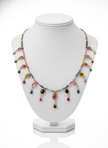 Collier en argent sterling plaqué or fait à la main avec des perles de tourmaline - Bijoux en pierres précieuses colorées 3g Style original de Jaipur - Product Image 5