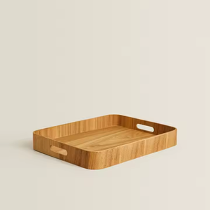 Bandeja de almacenamiento de comida de madera al precio más barato Bandeja de madera de acacia natural con asas Fabricada en Vietnam por Crescent Crafts - Product Image 1