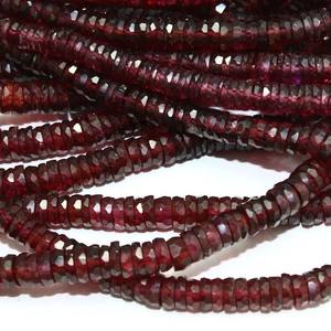 Natural <b>Garnet</b> Faceted Heishi Tyre Shape Gemstone Beads 5-6mm <b>Garnet</b> Loose Spacer Beads For Jewelry Making At wholesale Price - Product Image 3