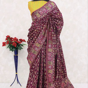 Sari de seda Kanjivaram de diseño exclusivo con blusa elegante, estilo étnico, moderno, indio, modesto, para fiestas, para mujer. - Product Image 1