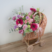 Panier à fleurs rustique multifonctionnel en rotin naturel écologique Handwicker pour poussette de bébé, taille personnalisée, cadeau OEM/ODM
