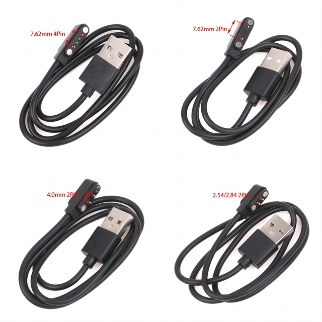 4.0mm Magnetische USB Data Cable for Smart Watches Male/Female Pogo Pin 2/4 Pin Power Solution for Men/Women