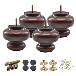 Pieds de meubles robustes en bois massif tourné de qualité supérieure, finition noyer, pour canapé, table, lit, fabricant OEM sur mesure - Product Image 3