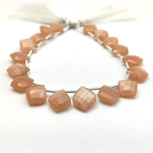 Peach <b>Moonstone</b> Faceted Gemstone Beaded Strand Cushion Shape 8 Inch Long Loose Beads for Making Jewelry Accessories - Product Image 4