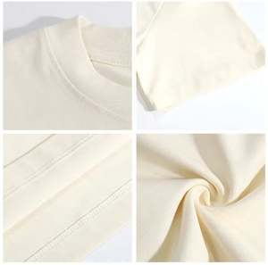 T-shirt à manches courtes pour hommes, poids lourd 100% coton, nouveauté, évacuation de l'humidité, collier ras du cou, t-shirt tricoté avec logo personnalisé - Product Image 3