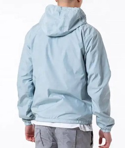Custom Printed Logo Streetwear <b>Light</b> Weight Nylon waterproof Drawstring Oversized <b>Men's</b> Hooded Windbreaker Zip up <b>Jackets</b> - Product Image 3