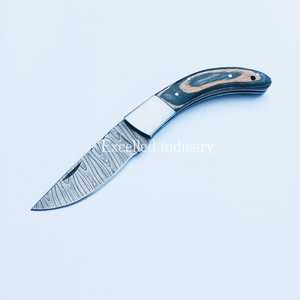 มีดพับตั้งแคมป์แบบยุทธวิธีมีดพกพามีดด้ามไม้พร้อมเคสหนัง - Product Image 2