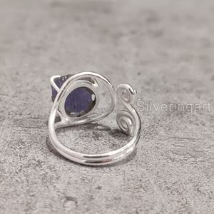 Bague pour femme en argent sterling 925, ajustable, avec pierre brute naturelle de Tanzanite, pierre de naissance de décembre, design de créateur - Product Image 5