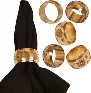 Portatovaglioli con motivo a incisione rotonda splendidi portatovaglioli fatti a mano di grandi dimensioni in colore oro per tavolo da pranzo per feste