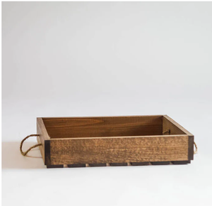 Wood Tray Rope Handle <b>Square</b> Shape Luxury Packaging <b>Storage</b> Wood Crafts Gift Serving tray - Product Image 1