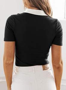 เสื้อยืดผู้หญิงสั่งตัดพิเศษ ผ้าถักเนื้อออกซ์ฟอร์ด ระบายอากาศดี เสื้อผ้าสตรีทแวร์สำหรับฤดูร้อน คุณภาพสูง ผลิตจากโพลีเอสเตอร์ - Product Image 3