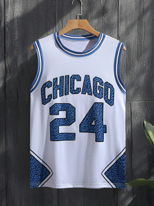 Sporsity Hombres Casual Rayas Cuello redondo Camiseta sin mangas Transpirable Impreso Baloncesto Jersey Tallas grandes Conjunto de verano - Product Image 2