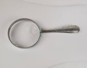 Aluminium Antique Vintage Sterling Silver Ornate Handle Hand Held Magnifying Glass <b>Desk</b> Top Collectible <b>Gift</b> - Product Image 1
