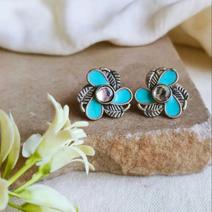 Moda plata oxidada Monalisa piedra Stud pendiente conjunto moda latón tendencia diseñador indio joyería para niñas - Product Image 1