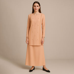 Vêtements islamiques modestes pour femmes Ensemble 2 pièces Moden Baju Kurung pour le Ramadan Plus Size Options disponibles - Product Image 6