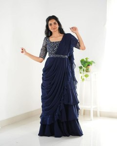 Dernier modèle de salwar kameez en soie georgette lourde, organza tabby, viscose fantaisie brodée multicolore, livraison gratuite dans le monde entier - Product Image 2