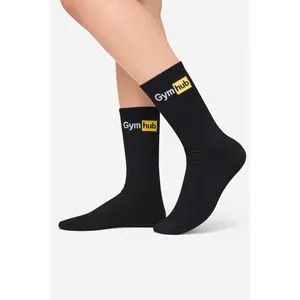 Unisex Gym Hub Sports <b>Socks</b> Printed Black Custom Digital Print Embroidery Anti-Bacterial Sporty for Autumn Sweat Resistant - Product Image 2