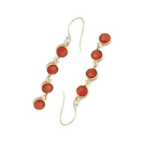 Dua, pendientes de declaración de boda hechos a mano para mujer, estilo moderno, chapado en oro de 18 quilates con material de latón de gota de Calcedonia cornalina - Product Image 4