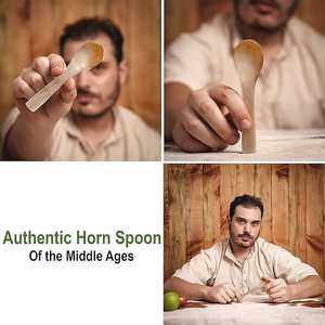 <b>Gold</b> Color Horn Handle Head Flatware Tabletop Dinnerware Salad <b>Cutlery</b> Set Kitchenware Handmade Superior Quality Set Of 4 Pcs - Product Image 4