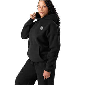Sweat-shirt à capuche noir pour femme, en molleton doux, avec poche kangourou, confortable, décontracté, streetwear, haut à manches longues - Product Image 3