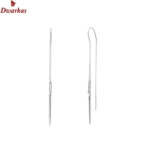 Fine jewelry 925 <b>sterling</b> <b>silver</b> zircon white stone <b>drop</b> chain <b>earring</b> for women wholesale manufacturer exporter - Product Image 1