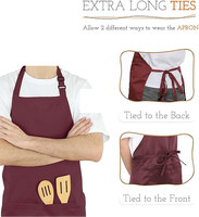 Tablier de cuisine unisexe noir en coton tissé et polyester avec logo personnalisé pour le personnel de ménage de l'hôtel, bavoir de cuisine pour hommes et femmes