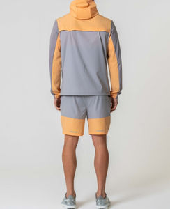 100% Polyester hommes sport réfléchissant imperméable coupe-vent Jogging costume sport Double poche coupe-vent contraste couleur - Product Image 2