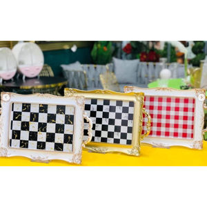 Las Más Nuevas bandejas de decoración modernas para restaurantes de hoteles, bandejas decorativas con marco de Metal Chapado en espejo para gran oferta - Product Image 6