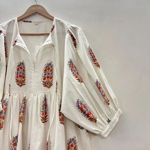 Haute qualité bohème coton femmes robe mi-longue Floral main bloc imprimé tunique courte cadeau pour vos proches - Product Image 4