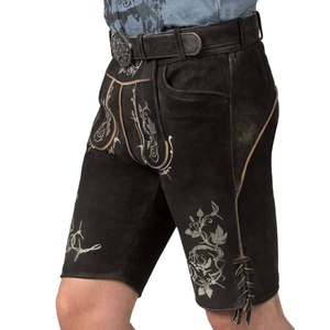 Nuevo Estilo, Pantalones Lederhosen Tradicionales Bávaros Alemanes, de Gamuza de Cabra, Cintura Alta, Alta Calidad, Formales, para Oktoberfest - Product Image 4