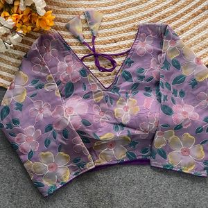 Fantaisie Designer Organza Avec Position Imprimer Blouse Femme fabricant de mode et approvisionnement de Surat au taux le plus bas - Product Image 2