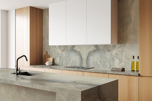 Comptoirs de cuisine et salle de bain sur mesure Prime Core en quartz Calacatta, préfabriqués, résistants au feu, écologiques, pour hôtels - Product Image 1