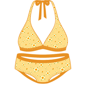 2 piezas Bikniset traje de baño ropa de playa en color sólido con serigrafía y sublimación de impresión digital - Product Image 6