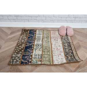 พรมวินเทจตุรกีขนาด 2.2x2.3 ฟุต พรมขนาดเล็ก พรมขนสัตว์สีน้ำตาล - Product Image 4