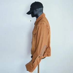 Veste courte en jean marron de haute qualité avec broderie et boutons - Product Image 6