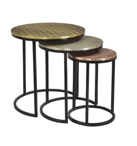 Juego de mesa auxiliar de metal compacta moderna 3 formas personalizadas tamaño decorativo ecológico para muebles para el hogar restaurante sala de estar - Product Image 2