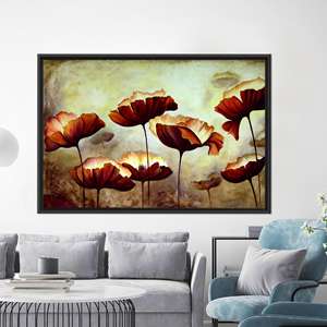 Modern Floral Canvas Print: Elegant Botanical Wall Art Decor,1P:Black <b>Framed</b> - Product Image 1